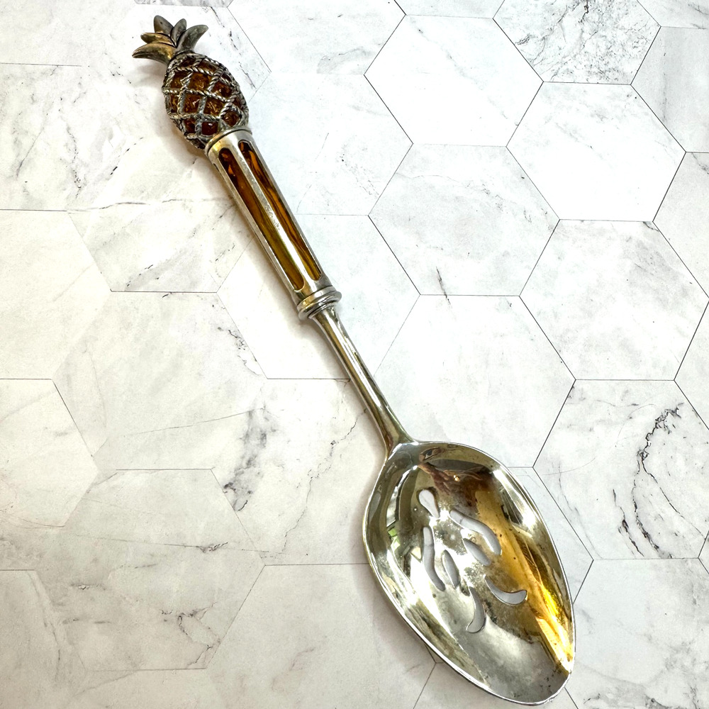 International Silver Company Serving Spoon Pineapple Handle Pierced Slotted